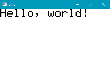 The emulated screen says Hello, world!